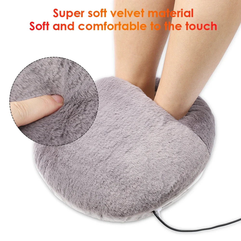 USB Electric Foot Warmer Heating Pad – Soft Plush Under Desk Mat