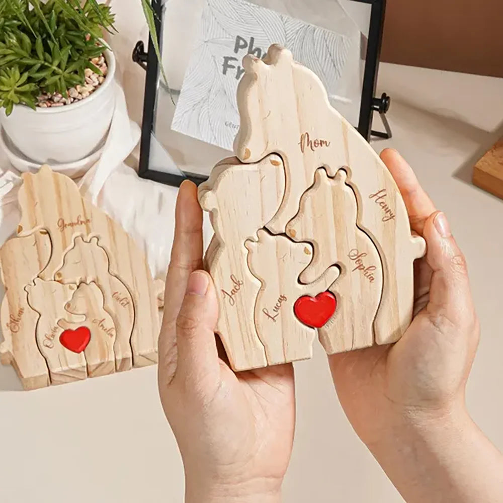 Personalized Wooden Bear Family Puzzle | Father's Day Gift