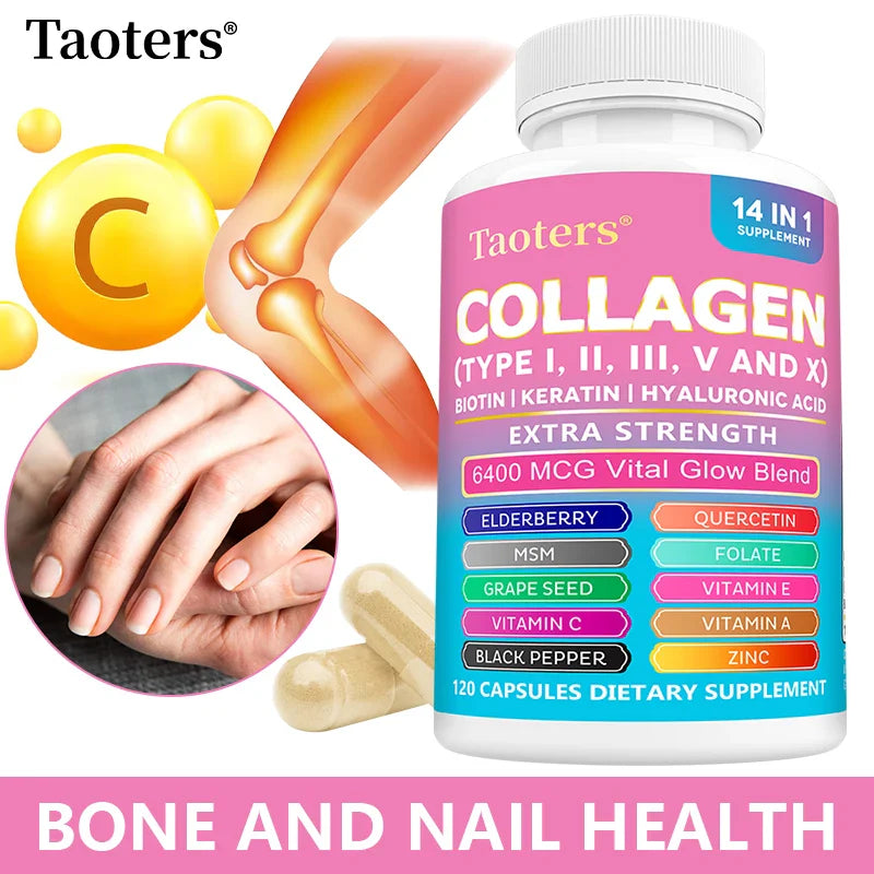 Multi Collagen Peptides Capsules – Biotin, Keratin & Hyaluronic Acid