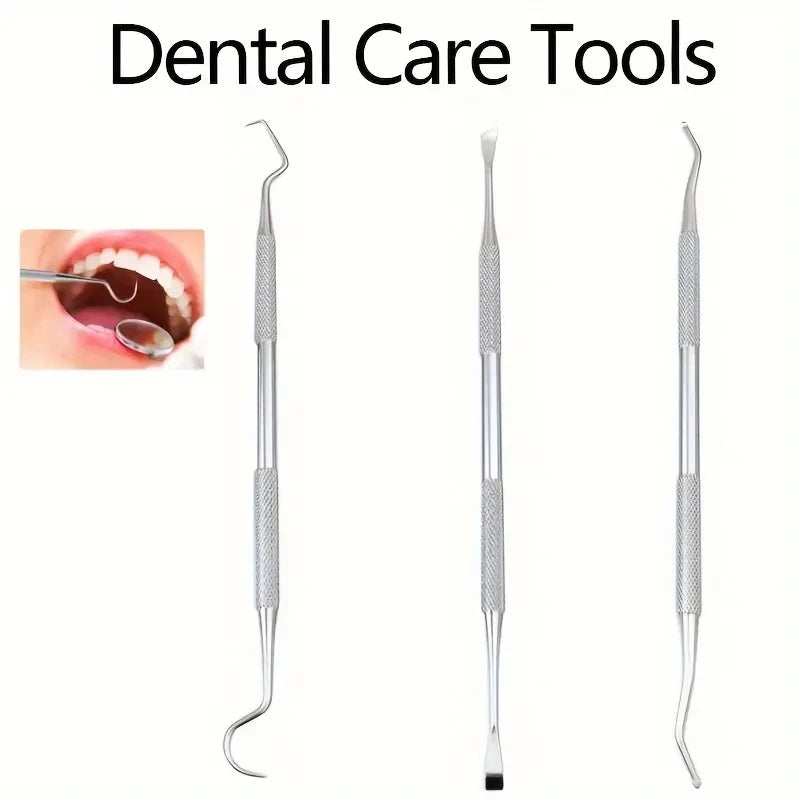 3-Piece Stainless Steel Dental Cleaning Kit | Mirror & Probe