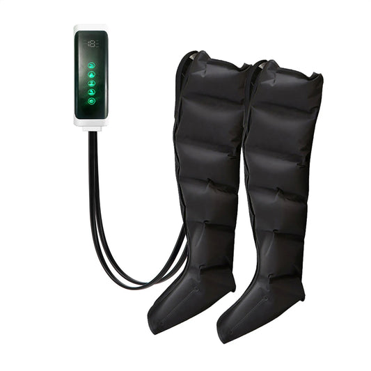 Air Compression Leg Massager | 6 Airbag Pneumatic Boots Compression Leg Massager Peaceful Pleasures Health and Wellness Obsidian Black AU