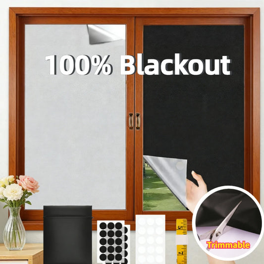 100% Blackout Curtain Self-adhesive Portable Travel Darkest Shades For Living Room Bedroom Home Glass Window Film Cloth Peaceful Pleasures Health and Wellness