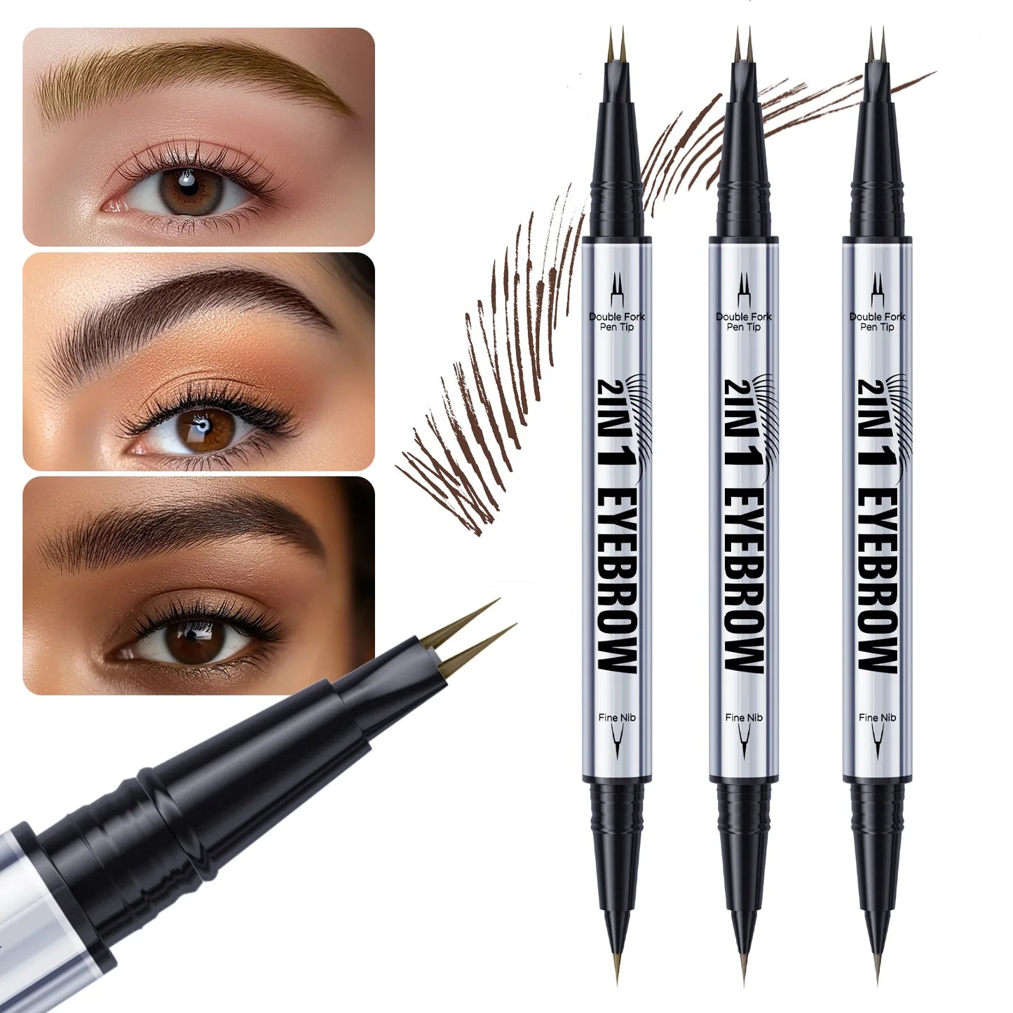 Hello Kiss 2-in-1 Waterproof Liquid Eyebrow Pencil & Fork Brush