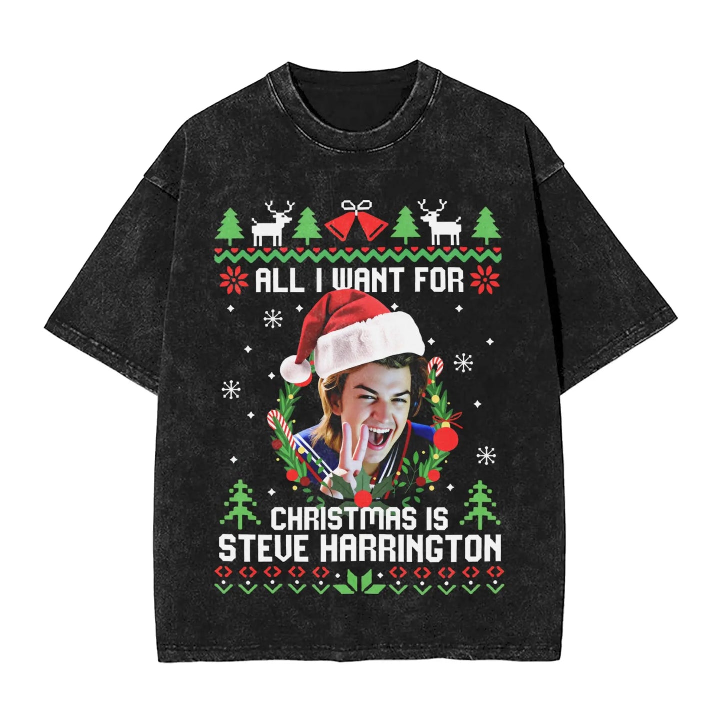 Steve Harrington Washed T Shirt Male Y2K Fun Cotton T Shirts Summer O-Neck Hip Hop Tee Shirt Printed Big Size Clothing Peaceful Pleasures Health and Wellness 6 S