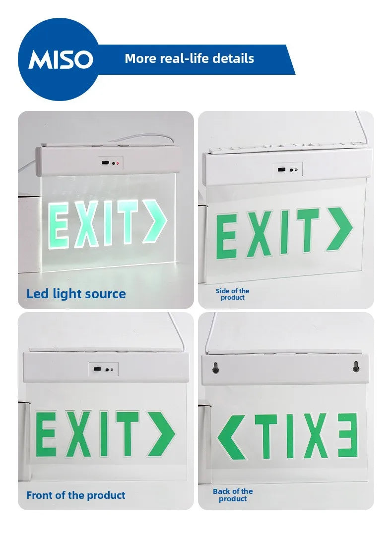 Rechargeable LED Emergency Exit Sign Light | ABS 3W Indicator