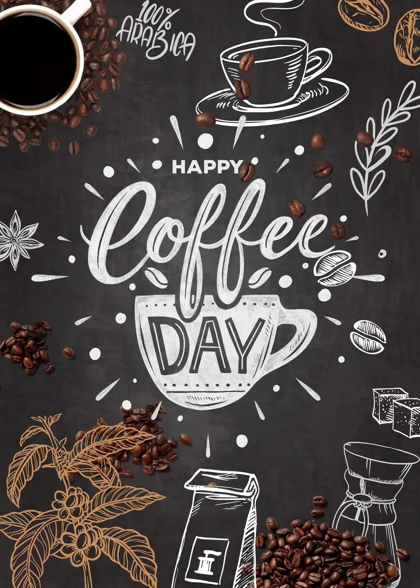 Nordic Coffee Canvas Wall Art | Café Kitchen Chalkboard Print