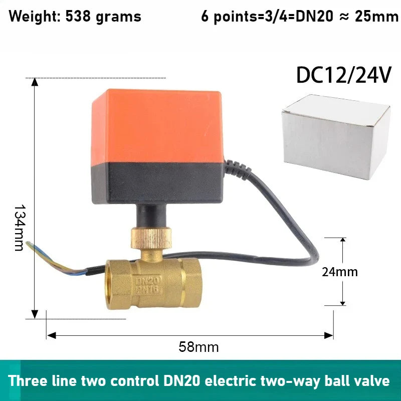 Copper Electric Ball Valve DN15–DN50 | 12V 24V 220V