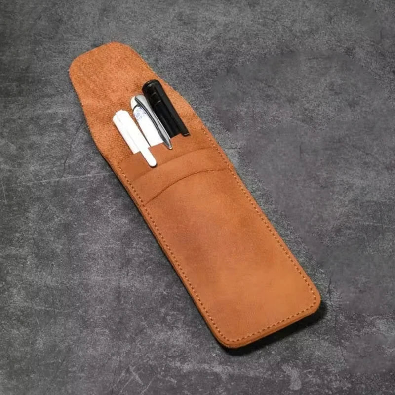 PU Leather Pen Holder Flip Pouch for Fountain Ballpoint Pencil Protective Sleeve Cover for Office College Handmade Case Peaceful Pleasures Health and Wellness