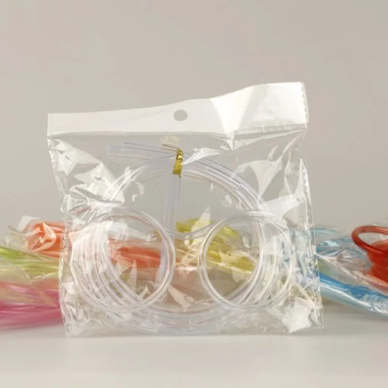 5PCS Funny Straw Glasses Soft PVC Glasses Flexible Drinking Straws Kids Party Supplies Bar Supplies Creativity Toy Kids Gift Peaceful Pleasures Health and Wellness