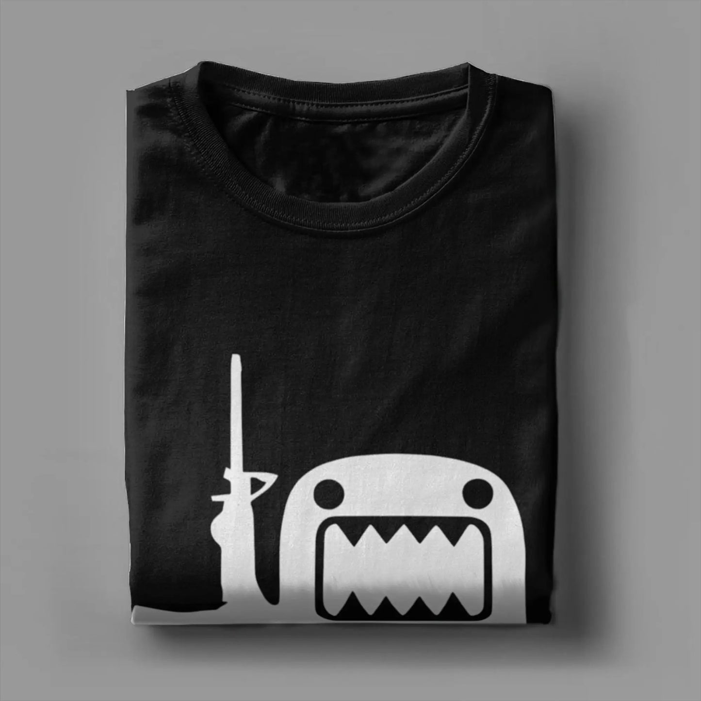 Novelty Domo Kun T-Shirt Men O Neck Pure Cotton T Shirts Short Sleeve Tees Gift Idea Clothes Peaceful Pleasures Health and Wellness