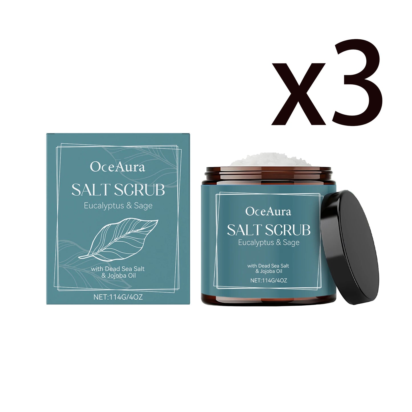 OceAura Sea Salt Body Scrub – Exfoliate & Brighten Skin 114g