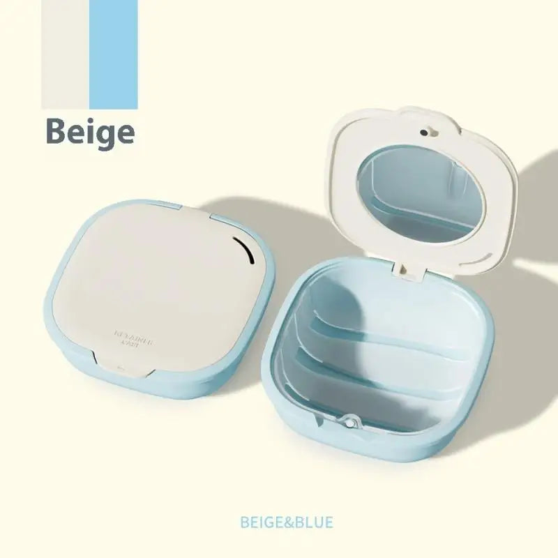 Retainer Case with Drain Basket & Mirror | Portable Dental Box