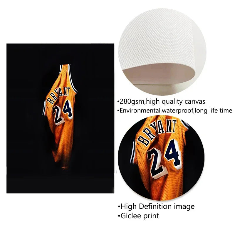Basketball No. 24 Jersey Canvas Wall Art | Boys Room Decor