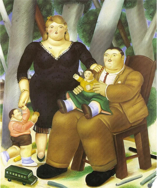 Botero Fat Couple Dancing Canvas Wall Art | Unframed Print
