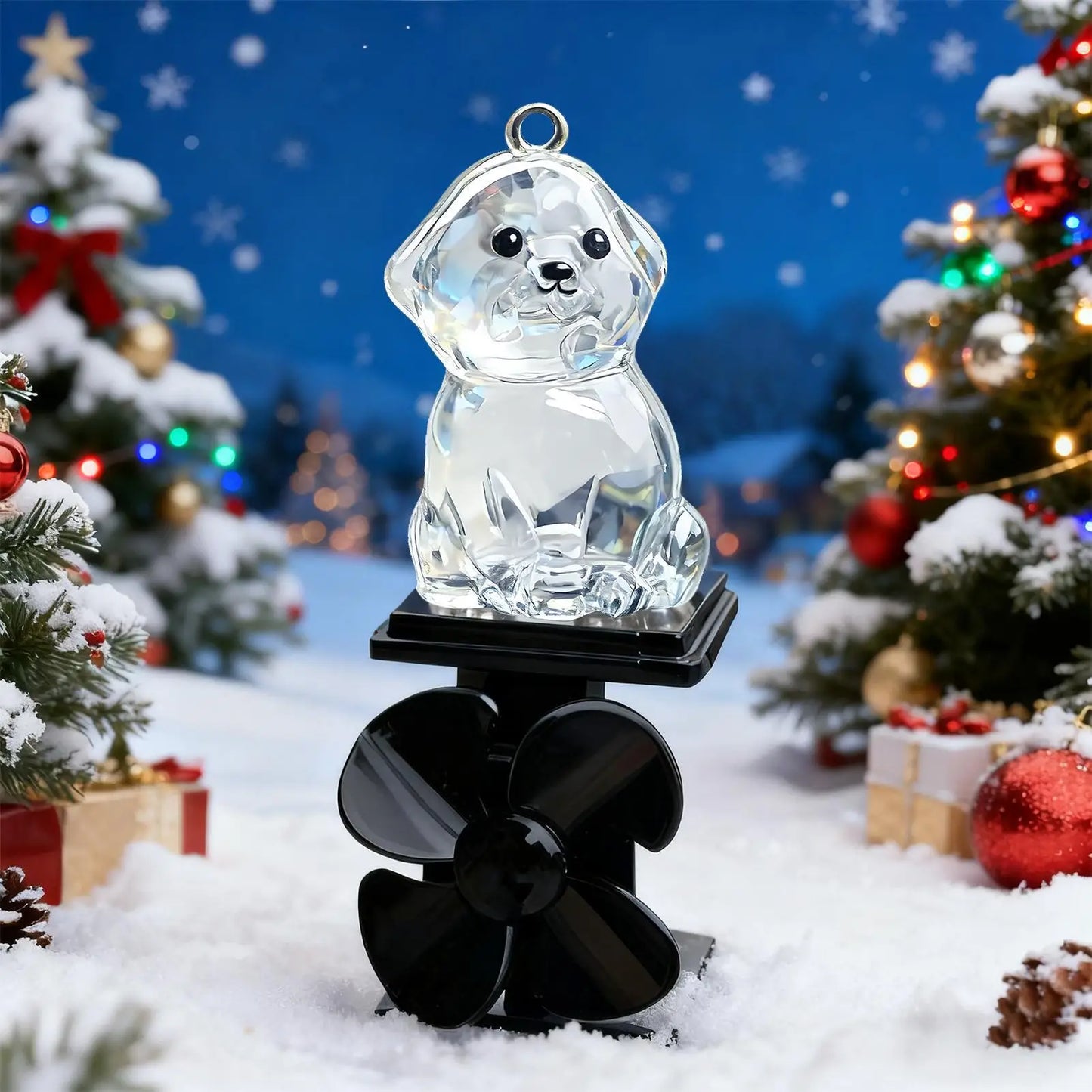 Wind-Powered Handlebar Dog Figurine – Spins & Glows at Night