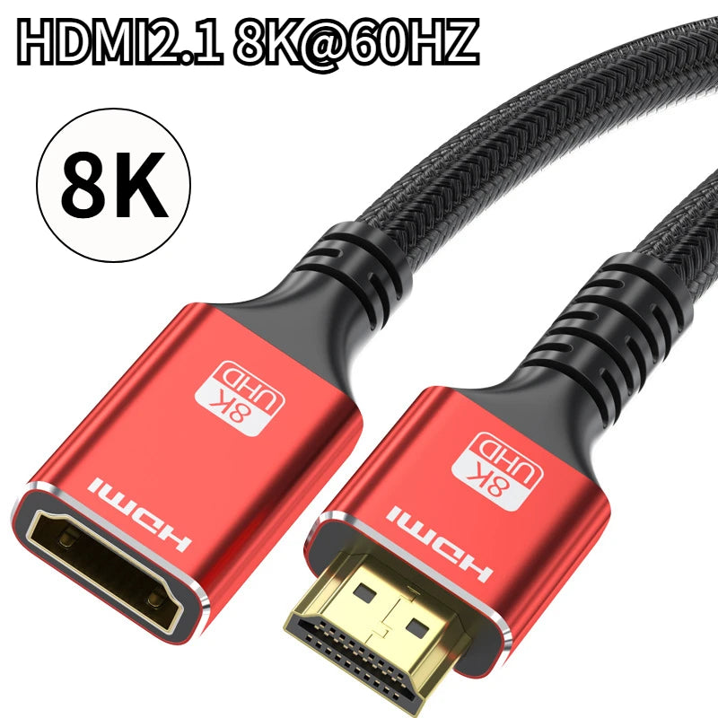 48Gbps HDMI-compatible Cable 8K 60Hz Male to Female HDR HDMI-compatible 2.1 Cable 4K 120Hz HDR 3D Effect Video Cable for PC Peaceful Pleasures Health and Wellness HDMI2.1 1.5m