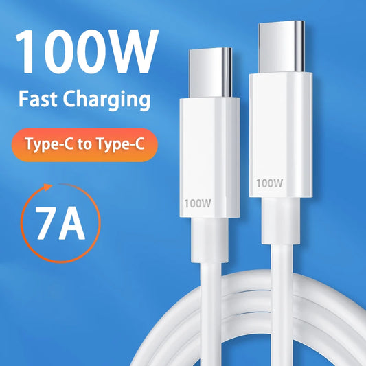 New Type C to Type C 100W 7A Fast Charging USB C To USB C Cable For MacBook Pro iPad Pro Samsung Xiaomi Redmi Huawei Peaceful Pleasures Health and Wellness 1m