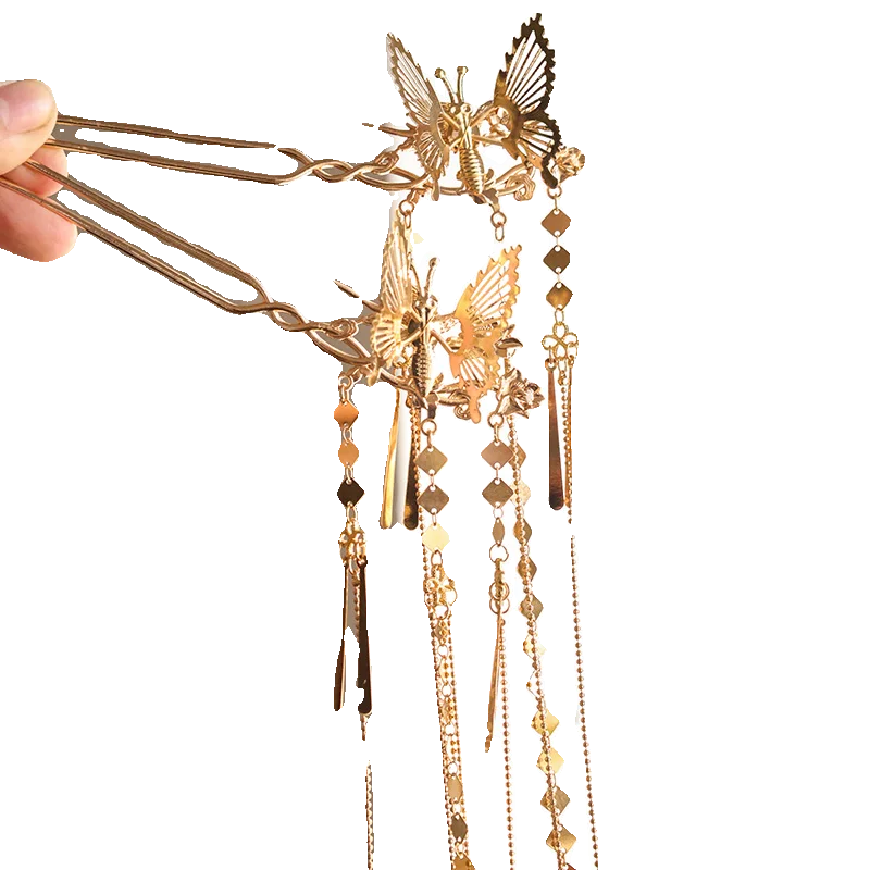 Butterfly Hair Accessories Ancient Style Hanfu Accessories Super Fairy Flow Su Bu Yao Hair Hairpin New Chinese Style Versatile Peaceful Pleasures Health and Wellness
