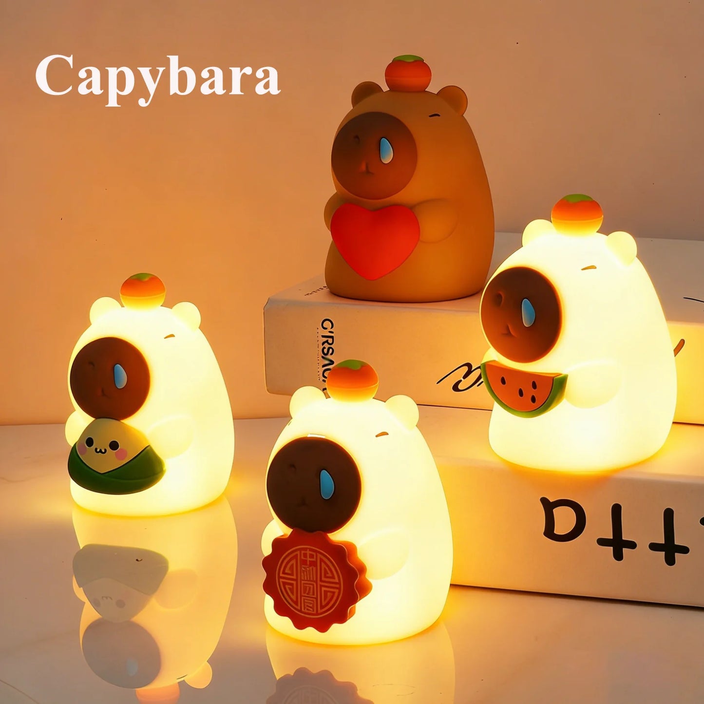 Cute Pear Night Light 7-Color Dimmable Touch-Controlled Night Light Silicone Stress Reducing Pat Duck Lamp USB Rechargeable Peaceful Pleasures Health and Wellness