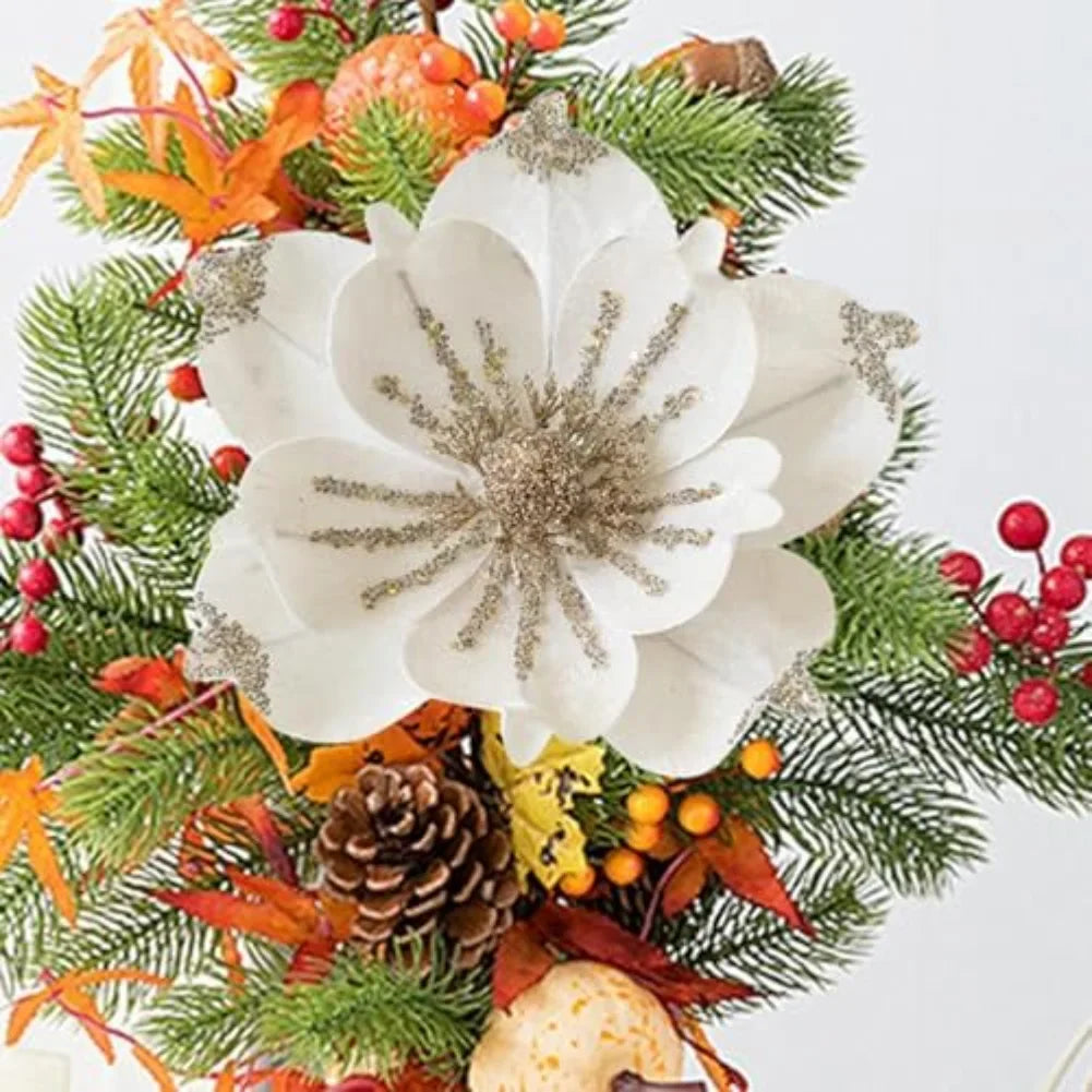 Artificial Christmas Magnolia Flowers | Festive Home Decor