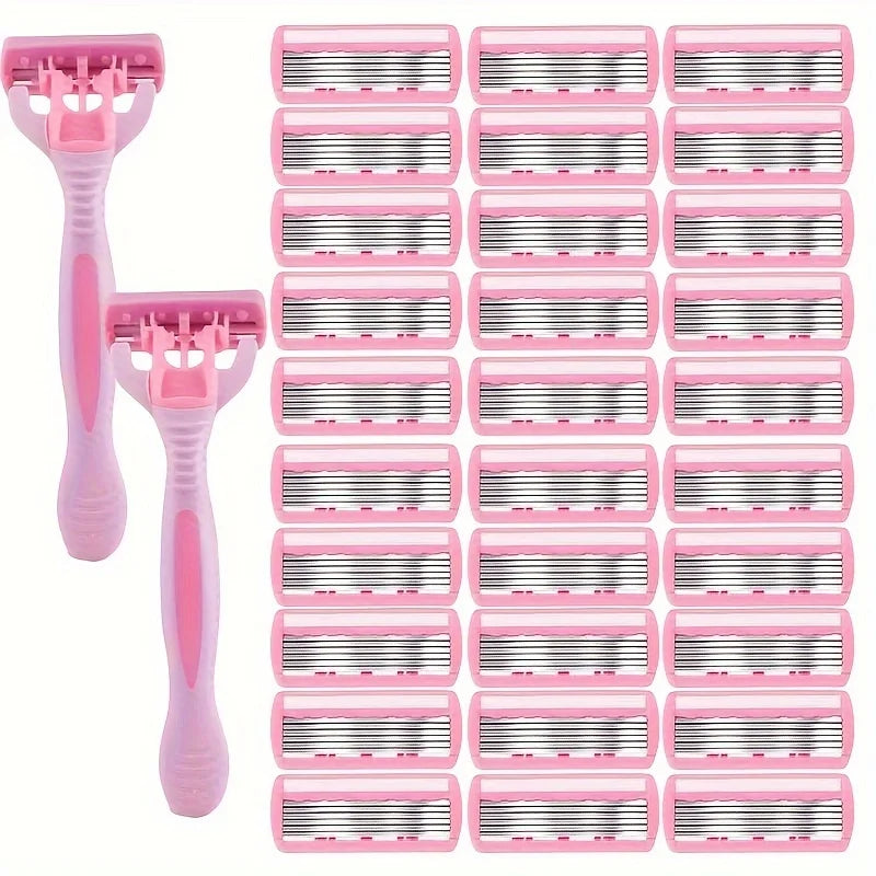 6-Blade Manual Safety Razor | Stainless Steel & Silicone Grip