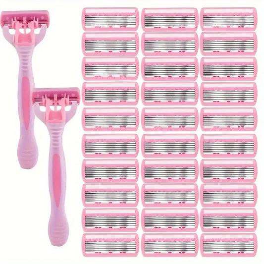 6-Blade Manual Safety Razor | Stainless Steel & Silicone Grip Manual Safety Razor Peaceful Pleasures Health and Wellness
