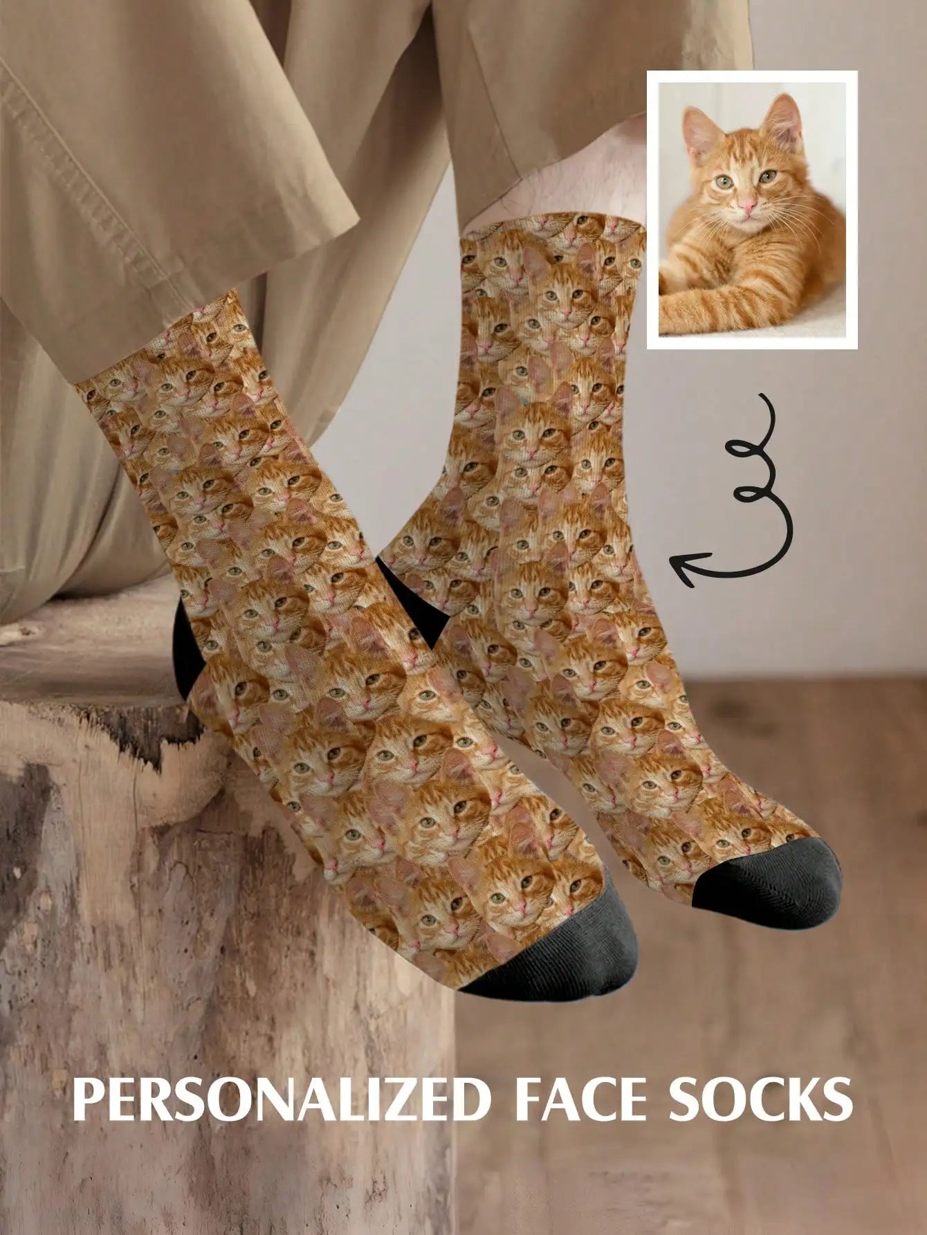 Custom Face Socks Personalized Photo Socks Funny Picture Printed Socks Two Sizes Available Unique Gift Peaceful Pleasures Health and Wellness