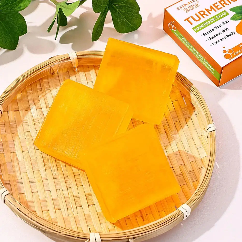 Hand Made Turmeric Soap Body Cleaning Natural Turmeric Deeply Clean Skin Refine Pores, Remove Acne Tender Skin Care Beauty Peaceful Pleasures Health and Wellness