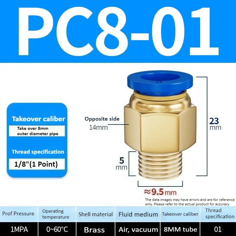 Copper Pneumatic Quick Connect Fittings 1/8"–1/2" Thread