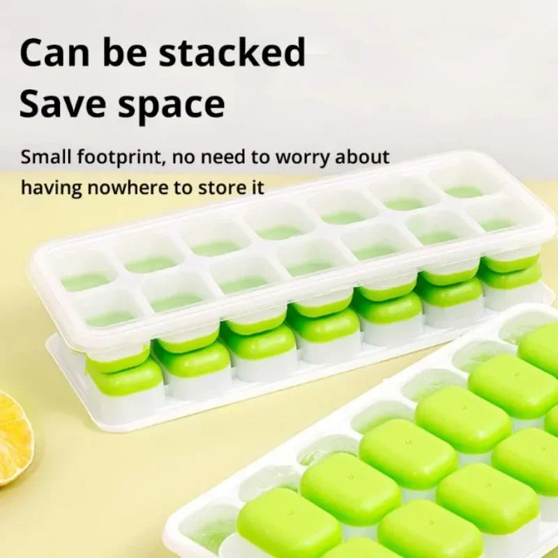 Ice Cube Tray Mold with Lid Silicone Square 14 Cube Easy Release Ice Cube Molds Summer Kitchen Bar DIY Iced Cocktail Freeze Tool Peaceful Pleasures Health and Wellness
