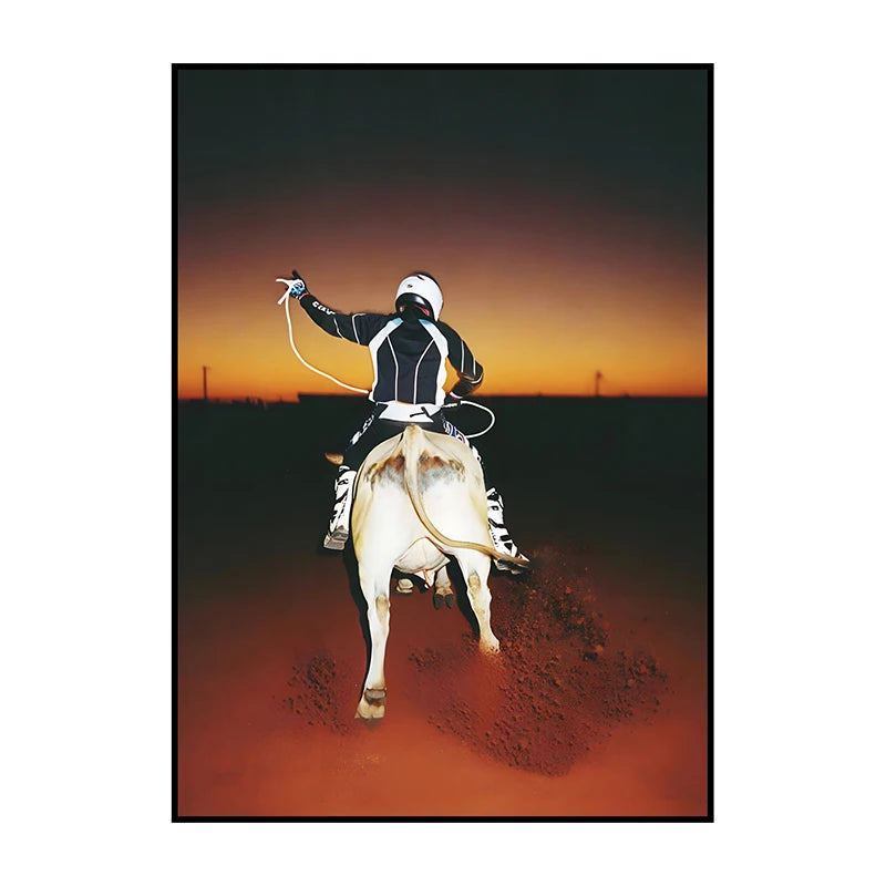 Abstract Cowboy Horseback Canvas Wall Art | Modern Home Decor