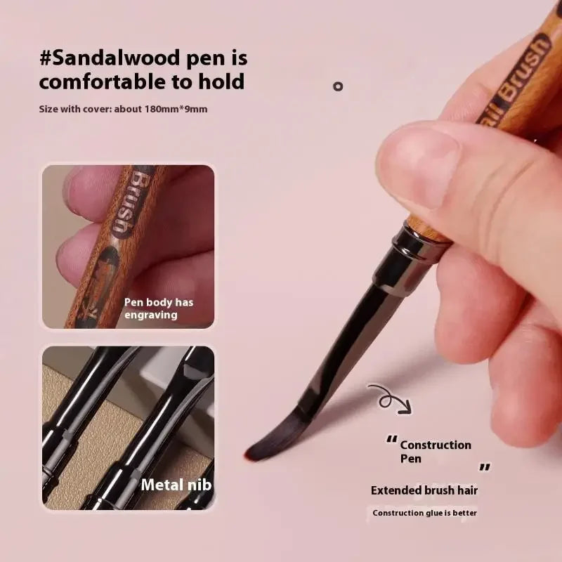 Sandalwood Detail Nail Art Pen Extended Brush Nail Construction Pen High Quality Paintings Pen Nail Phototherapy Pen Nail Tools Peaceful Pleasures Health and Wellness