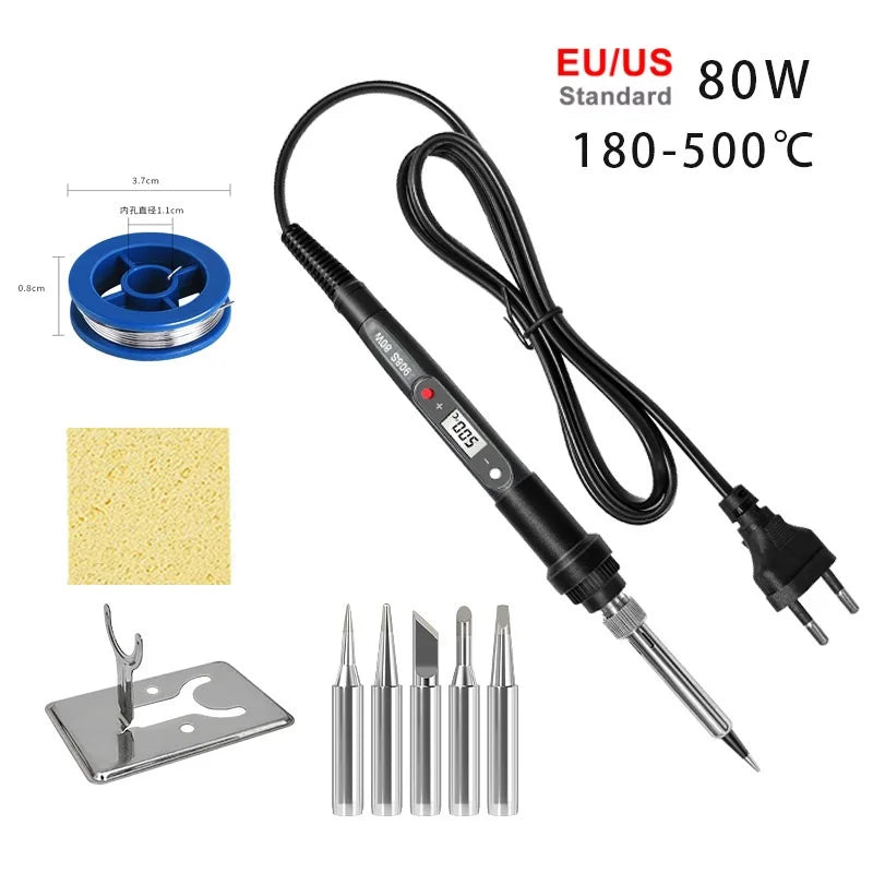 80W LCD Digital Soldering Iron 908S – Adjustable Temp 220V Peaceful Pleasures Health and Wellness 5pcs set EU