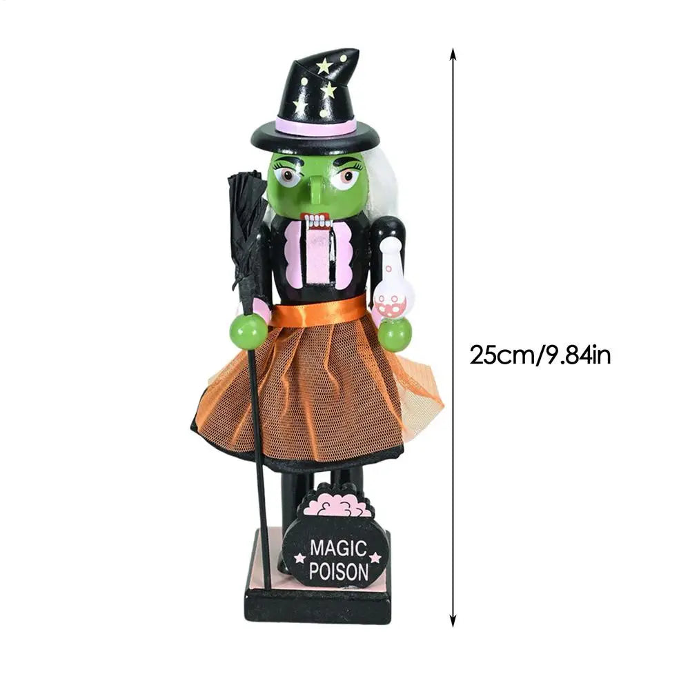 Halloween Nutcracker Figures Wooden Nutcracker Soldier Holiday Decor Goody Bag Fillers Spooky Decor Figurine for Home Display Peaceful Pleasures Health and Wellness Witch CN