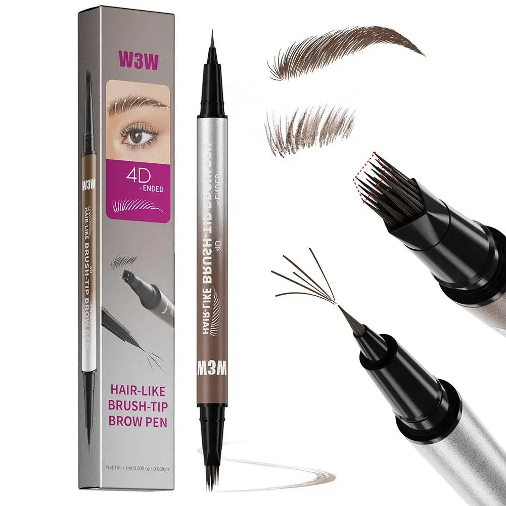 Hair Like 4D Micro Sculpting Eyebrow Pencil Dual Ended Multiple Prong Long Lasting Non Smudged Eyeliner Makeup Peaceful Pleasures Health and Wellness BROWN