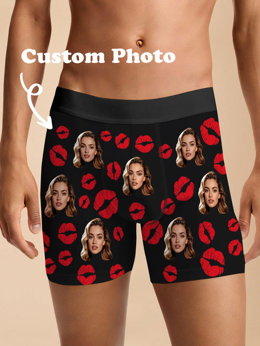 Custom Face Mens Boxer Briefs Personalized Photo Underwear Funny Custom Mens Shorts Six Sizes Available Gift for Him Peaceful Pleasures Health and Wellness