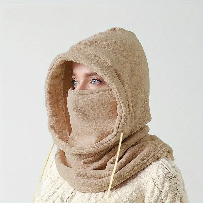 Winter Balaclava Knit Hood – Windproof Drawstring Mask Unisex