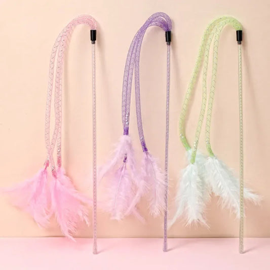 Interactive Feather Cat Toy with Bell – Bite-Resistant Wand Interactive Cat Toy Peaceful Pleasures Health and Wellness
