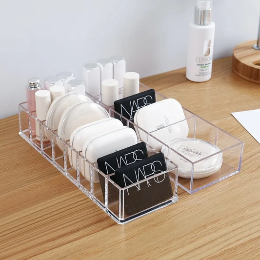 Transparent Acrylic Makeup Organizer – 6-Grid Desktop Storage Box Makeup Storage Organizer Oasis Select