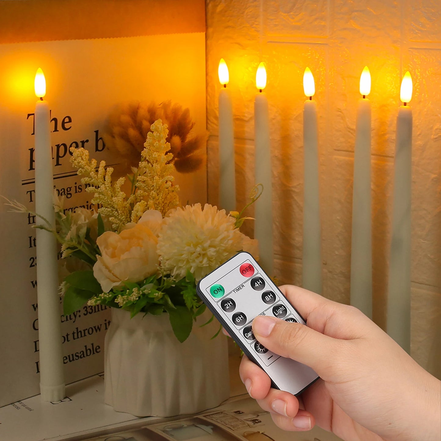 LED Flameless Taper Candles 12/24pcs Flickering with Remote 11" Battery Operated Ivory Candlesticks Christmas Home Wedding Decor Peaceful Pleasures Health and Wellness