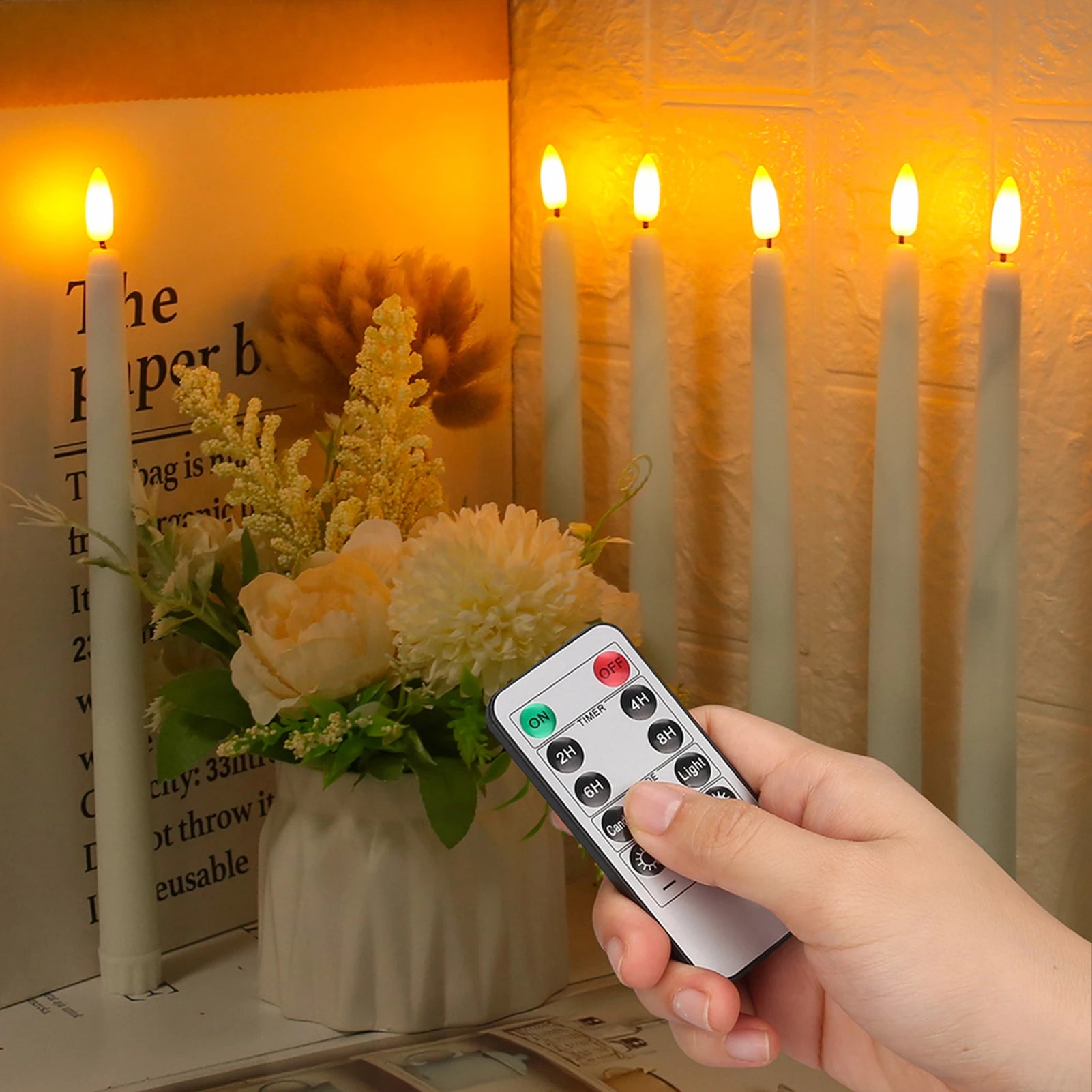LED Flameless Taper Candles 12/24pcs Flickering with Remote 11" Battery Operated Ivory Candlesticks Christmas Home Wedding Decor Peaceful Pleasures Health and Wellness