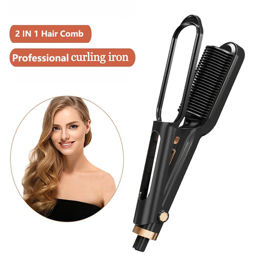 New Style Electric Ceramic Ionic Negative Ion Hair Straightener Brush LCD Display Portable 2-in-1 Comb Household Peaceful Pleasures Health and Wellness