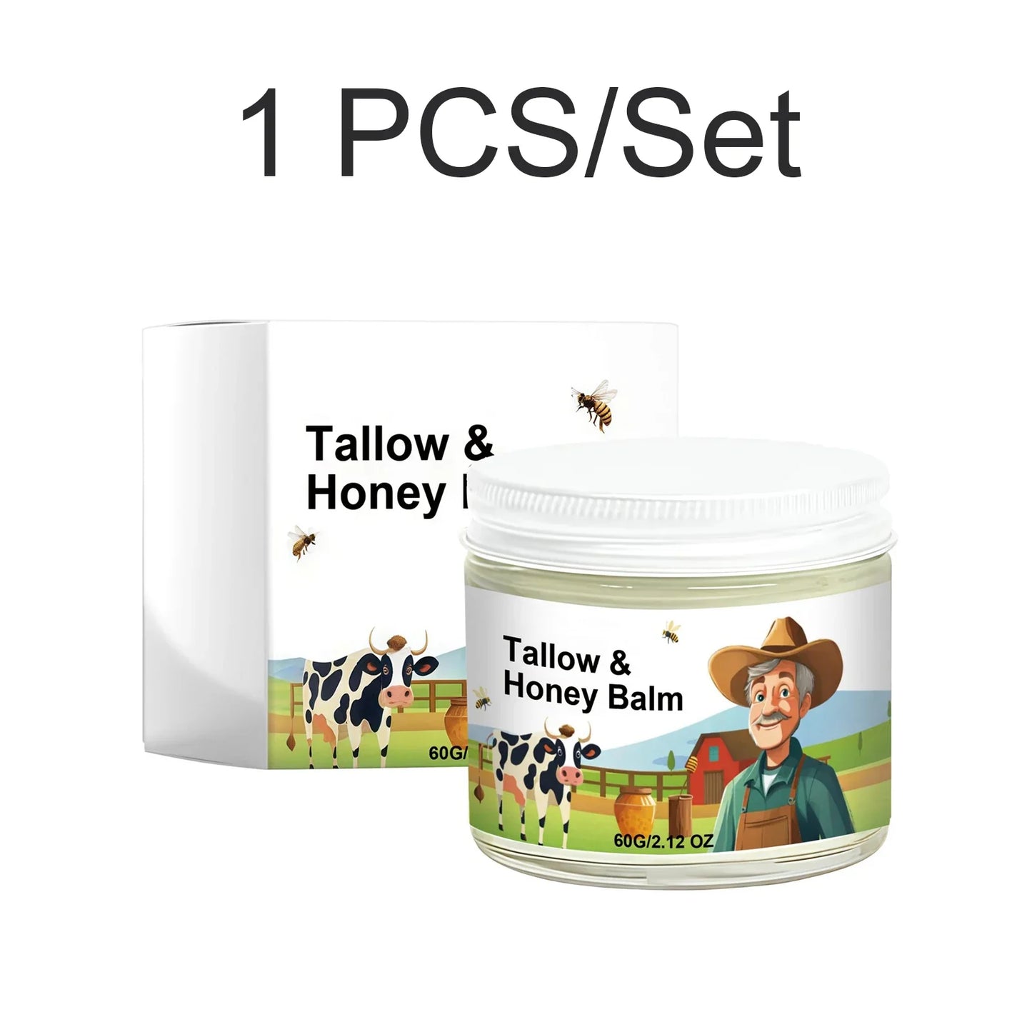 Beef Tallow Balm with Raw Honey – Face & Body Moisturizer