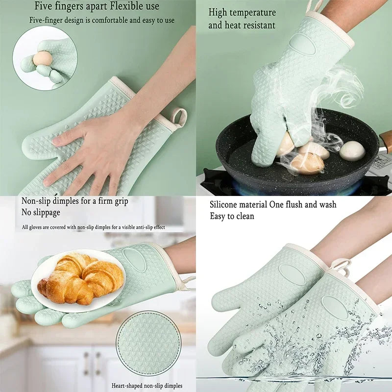 BBQ Oven Gloves | Anti-Slip Heat-Resistant Silicone 300°C BBQ Oven Gloves Peaceful Pleasures Health and Wellness