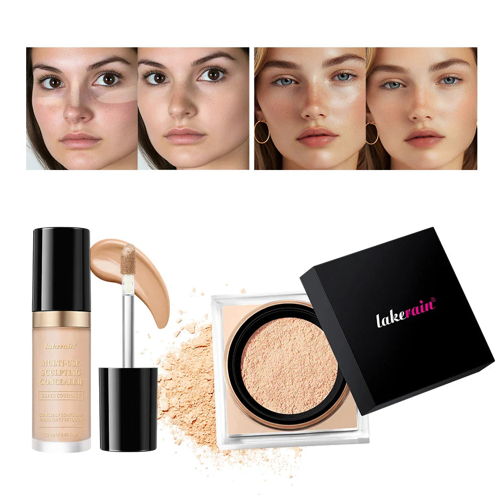 Concealer & Loose Setting Powder Makeup Set – Matte Finish