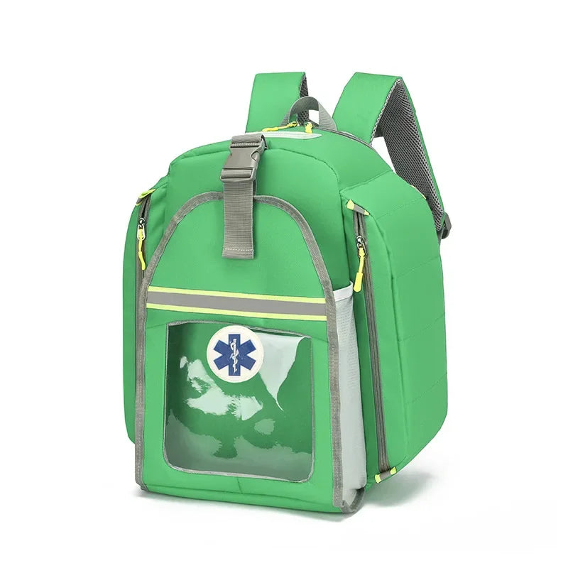 Waterproof AED Backpack Large Capacity Outdoor Medical First Aid Kits for Emergency Visits AED Storage Bag AED Equipment Bag Peaceful Pleasures Health and Wellness Green