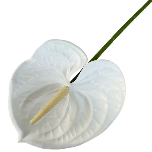 Artificial Anthurium 60cm Soft Rubber Faux Flower | Real Touch Artificial Flower Stem Oasis Select White