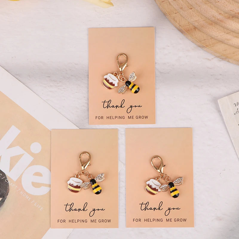 Cute Bee Honeycomb Honeypot Keychain – Gift for Women & Men Novelty Keychain Charm Peaceful Pleasures Health and Wellness C 3pcs
