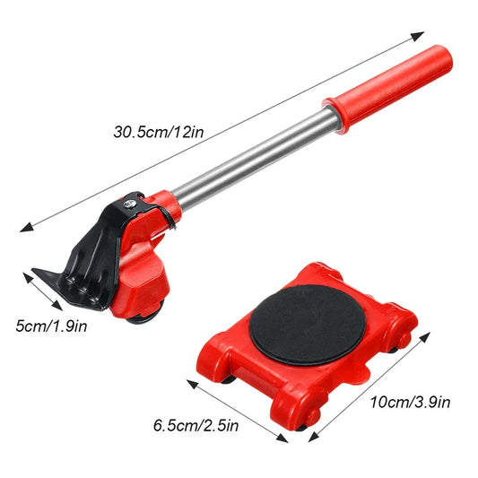 5Pcs/Set Heavy Duty Furniture Lifter Mover Roller with Wheel Bar Moving Device Lifting Helper Furniture Moving Transport Tool Peaceful Pleasures Health and Wellness Default Title