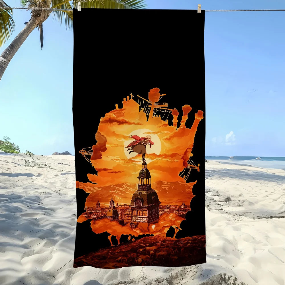 Howl's Moving Castle Quick-Dry Beach Towel | 11 Sizes Quick-Dry Beach Towel Peaceful Pleasures Health and Wellness z5 STJ40x70CM
